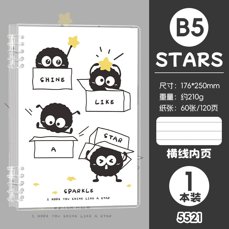 高颜值卡通活页A5线圈本可爱学生B5手账笔记本文具日记本 Stylish Cartoon A5 Spiral-Bound Notebook, Cute Student B5 Planner, Notebook, Stationery, Diary