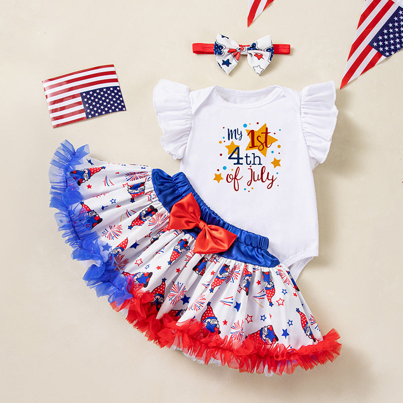 童装宝宝衣服生日服黑白色短袖爬服公主裙套装夏季婴儿周岁Children's Clothing, Baby Clothes, Birthday Outfits, Black and White Short-Sleeve Rompers, Princess Dress Sets, Summer Baby First Birthday