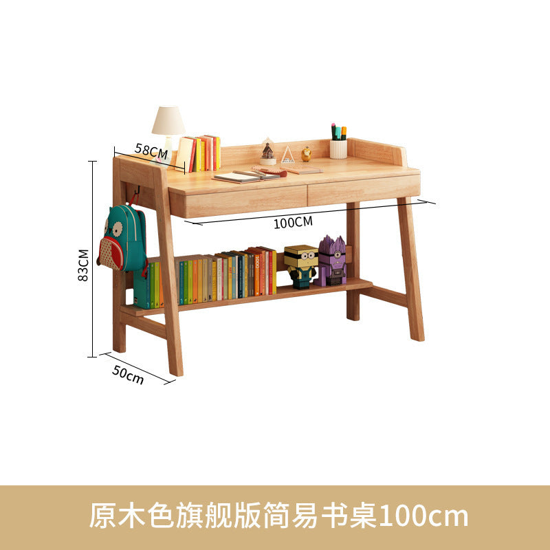儿童学习桌实木书桌小学生学习桌简约卧室男女孩家用写字桌椅套装Children’s Study Desk, Solid Wood Desk, Primary School Pupil’s Desk, Minimalist Bedroom Desk and Chair Set for Boys and Girls, Home Use