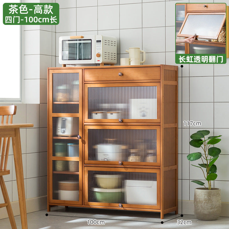 楠竹餐边柜厨房柜子储物柜置物柜家用备餐收纳柜原木风客厅茶水柜Nan Zhu Sideboard, Kitchen Cabinet, Storage Cabinet, Shelving Unit, Home Food Preparation Storage Cabinet, Rustic-Style Living Room Tea Cabinet