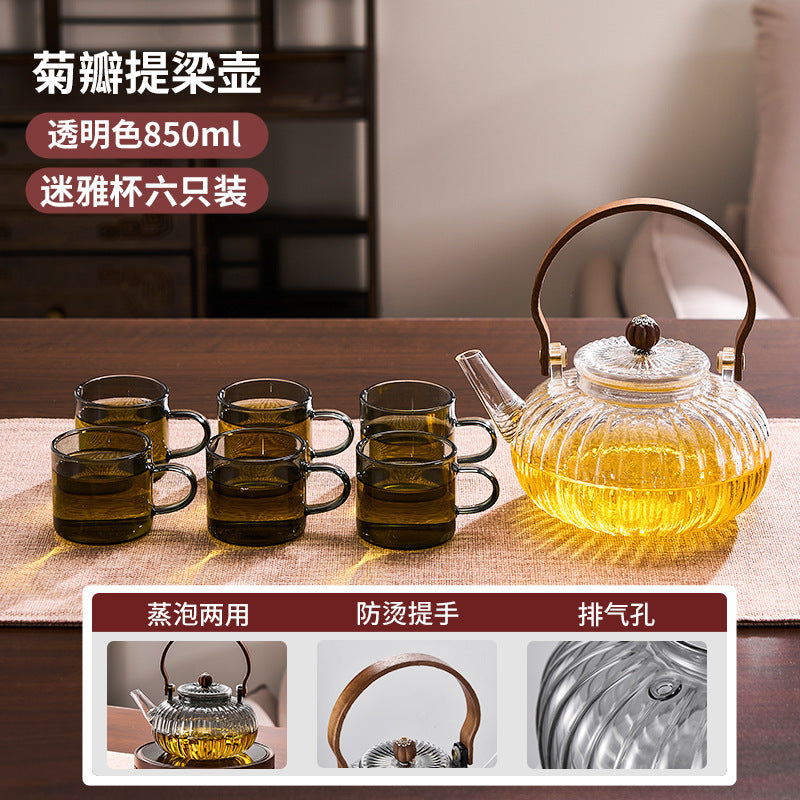 捷安玺家用电陶炉养生壶高硼硅玻璃创意泡茶壶茶水分离烧水煮茶壶Home-Use Ceramic Stove Health Teapot, High-Borosilicate Glass Creative Tea Pot, Tea-Water Separation Kettle for Boiling Water and Brewing Tea