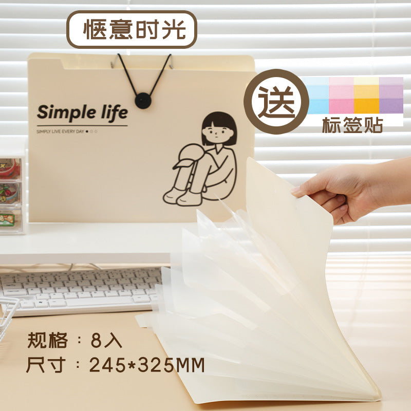 MOKA简生活系列5入8入12入搭扣文件夹PP多层A4文件袋收纳袋风琴包MOKA Simple Living Series 5-Pack, 8-Pack, and 12-Pack Snap-Closure Folders, PP Multi-Pocket A4 Document Bags, Storage Bags, Accordion-Style Bags