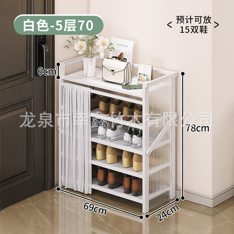 亚克力折叠鞋架小窄免安装防尘鞋柜家用门口多层出租房置物收纳架Acrylic folding shoe rack – compact, narrow, no assembly required, dust-proof shoe cupboard for home use; multi-tier storage rack for hallways and rented accommodation