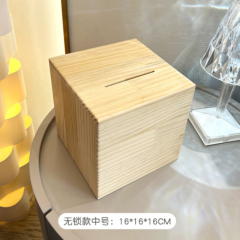 存钱罐储蓄罐密码锁箱木质加厚家用可存可取或存不取儿童跨境松木Piggy bank, savings box, combination lock, wooden, reinforced, for home use, with options to deposit and withdraw or deposit only, for children, cross-border, pine wood