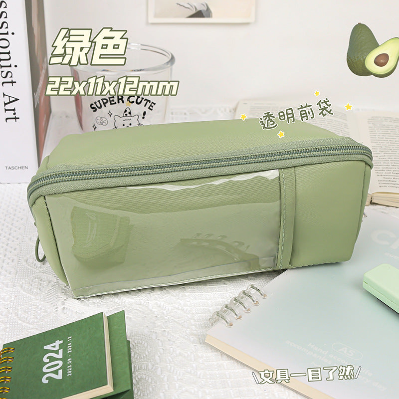 网红多层笔袋学生简约大容量枕头笔袋文具盒ins潮日系可爱少女Trendy Multi-Layer Pencil Case for Students: Simple, Large-Capacity, Pillow-Style Pencil Case, Stationery Case, Cute for Girls