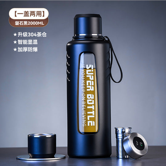 捷安玺大容量智能显温玻璃杯茶水分离泡茶杯耐热高硼硅户外随手杯Large-Capacity Smart Temperature-Displaying Glass Tea Cup with Tea-Water Separation, Heat-Resistant Borosilicate Outdoor Travel Mug