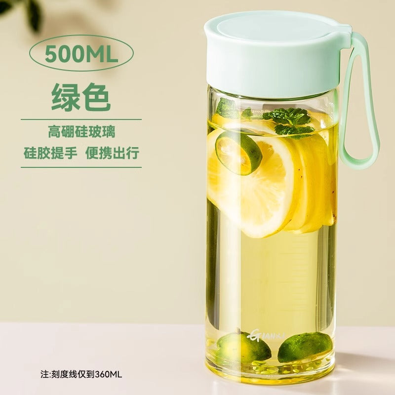 带提手刻度牛奶杯微波炉可加热豆浆杯家用便携外带玻璃水杯燕麦杯Milk Cup with Handle and Measurement Markings, Microwave-Safe Soy Milk Cup, Household Portable Takeout Glass Water Cup, Oatmeal Cup