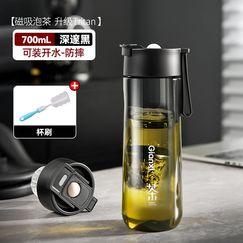 GIANXI捷安玺磁吸泡茶杯茶水分离Tritan泡茶杯大容量车载塑料杯GIANXI Magnetic Tea Cup with Tea-Water Separation, Tritan Tea Cup, Large-Capacity Plastic Car Cup