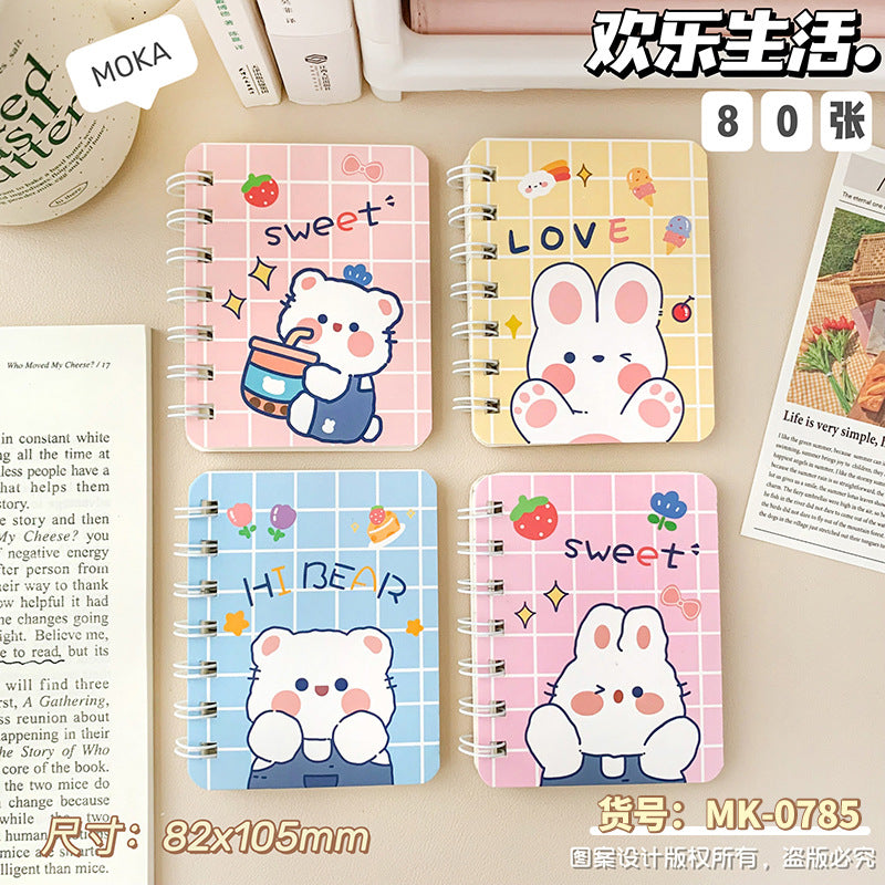可爱卡通高颜值A7侧翻线圈本学生小本子迷你笔记本便携办公记事本 Cute, Cartoon-Style, High-Quality A7 Side-Folding Spiral Notebook—Student Notebook, Mini Notebook, Portable Office Notepad
