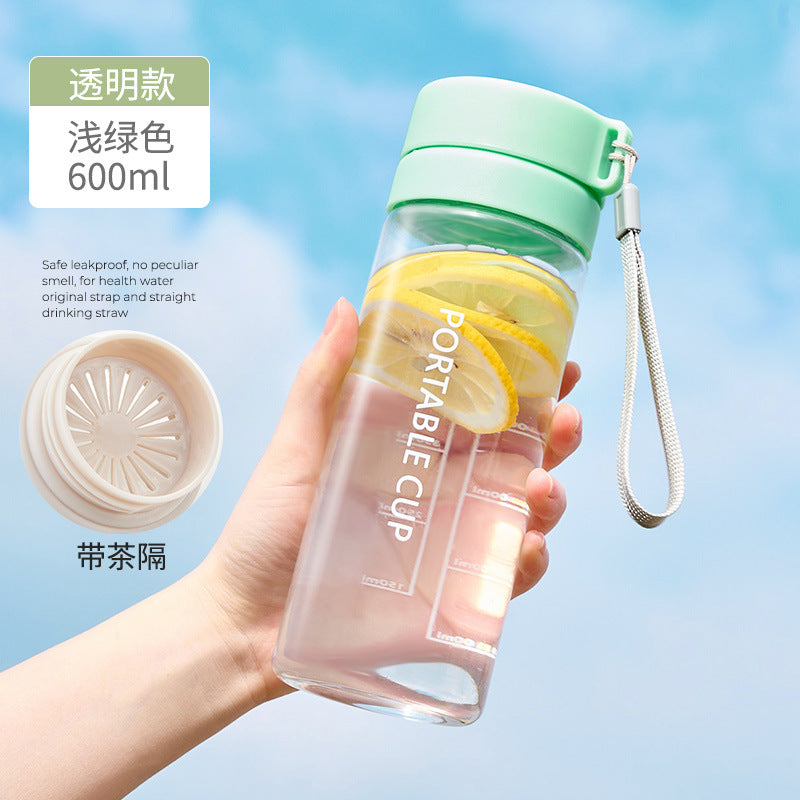 耐高温简约防摔带刻度透明塑料杯 户外登山便携ins风运动水杯High-Temperature-Resistant, Minimalist, Shatter-Resistant, Graduated Transparent Plastic Cup—Portable Outdoor Hiking and Sports Water Bottle