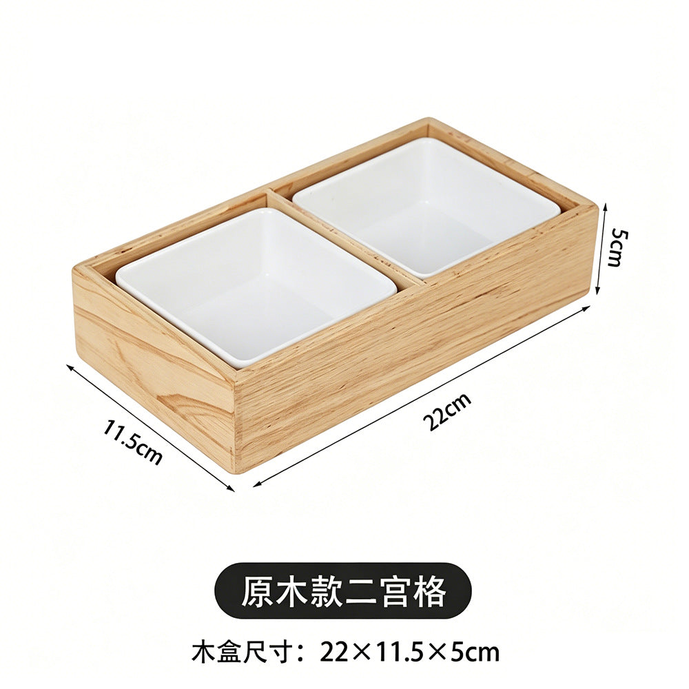 围炉煮茶分格托盘零食点心果盘水果盘中式四宫格木质九宫格干果盘Wooden four-compartment tray for boiling tea by the fire; snack tray; pastry tray; fruit platter; Chinese-style four-compartment wooden tray; nine-compartment wooden tray for dried fruit