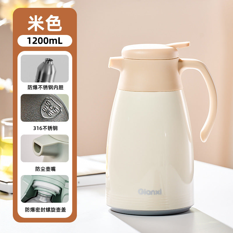 捷安玺升级款不锈钢保温壶高颜值大容量热水瓶家用办公宿舍暖水壶Stainless Steel Insulated Thermos Stylish, Large-Capacity Hot Water Bottle for Home, Office, and Dorm Rooms