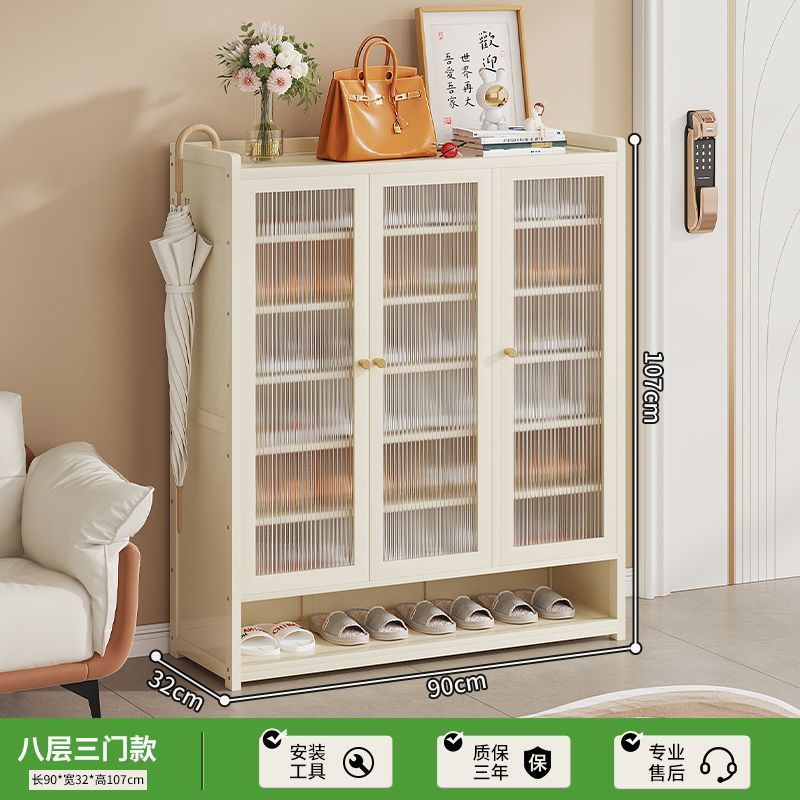 鞋柜家用门口室内玄关柜一体新款爆款储物柜大容量鞋架奶油白Shoe Cabinet – New, Best-Selling All-in-One Home Entryway Storage Unit with Large Capacity Shoe Rack – Cream White