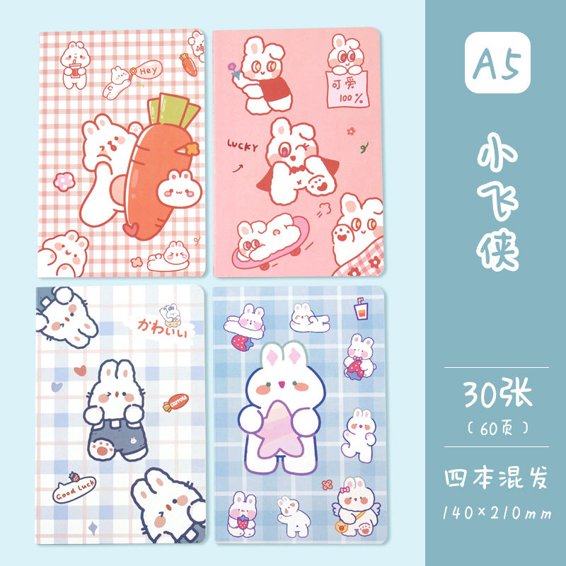 记事本可爱卡通学生用品作文本创意图案A5车线本子笔记本Notebooks: Cute Cartoon Student Supplies, Creative Design A5 Stitched Notebooks