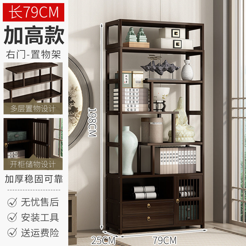新中式博古架多宝阁 实木置物架客厅隔断展示柜古董摆件架New Chinese-style display cabinet, multi-shelf cabinet; solid wood shelving unit, living room room divider, display cabinet, antique ornament stand