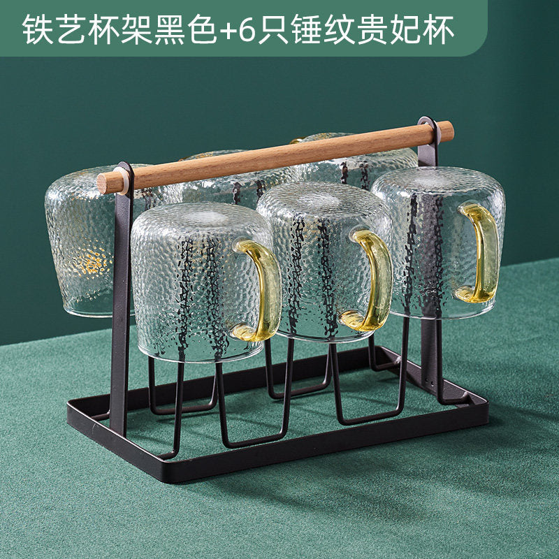 玻璃杯子收纳架家用客厅高级置物架茶杯水杯置物架桌面铁艺杯架Glass Cup Storage Rack, Home Living Room Premium Shelving Unit, Tea Cup and Water Glass Holder, Desktop Wrought Iron Cup Holder
