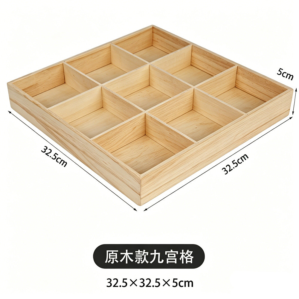 围炉煮茶分格托盘零食点心果盘水果盘中式四宫格木质九宫格干果盘Wooden four-compartment tray for boiling tea by the fire; snack tray; pastry tray; fruit platter; Chinese-style four-compartment wooden tray; nine-compartment wooden tray for dried fruit