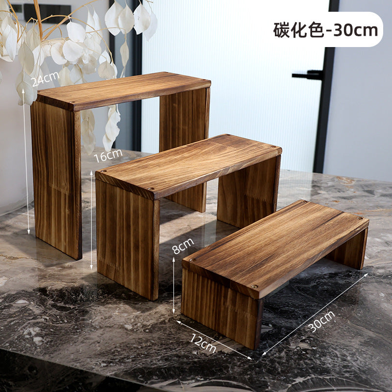 12CM宽度复古碳化木质展示架花架收纳博古架绿植盆栽茶杯茶具文玩12 cm wide vintage carbonised wood display stand, flower stand, storage cabinet and curio cabinet for houseplants, potted plants, teacups, tea sets and collectables