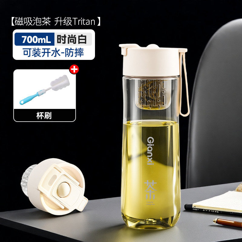 GIANXI捷安玺磁吸泡茶杯茶水分离Tritan泡茶杯大容量车载塑料杯GIANXI Magnetic Tea Cup with Tea-Water Separation, Tritan Tea Cup, Large-Capacity Plastic Car Cup