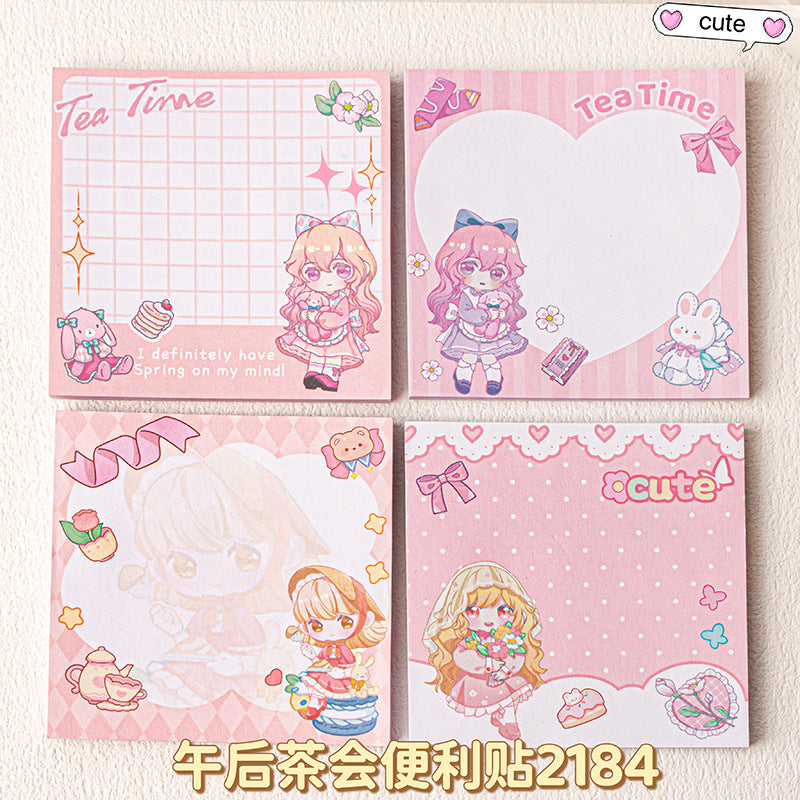 MOKA魔卡卡通可爱7*7便利贴小学生奖品可爱文具可撕粘性留言便签 MOKA Cute 7x7 Sticky Notes—Prizes for Elementary School Students, Cute Stationery, Peel-and-Stick Notes for Messages