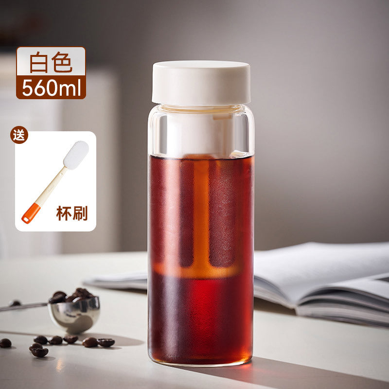 便捷随行杯新款玻璃咖啡茶叶冷萃杯高硼硅玻璃冷泡水杯美式咖啡杯Convenient Travel Mug—New Glass Coffee and Tea Cold Brew Cup, High-Borosilicate Glass Cold Brew Cup, American Coffee Cup