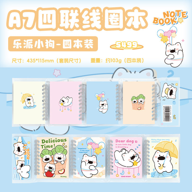 A7四联线圈本便携迷你款多款式图案任选学生课堂笔记单词本错题本A7 Four-Ring Binder: Portable Mini Size, Multiple Designs to Choose From—Perfect for Students’ Class Notes, Vocabulary Notebooks, and Error Logs