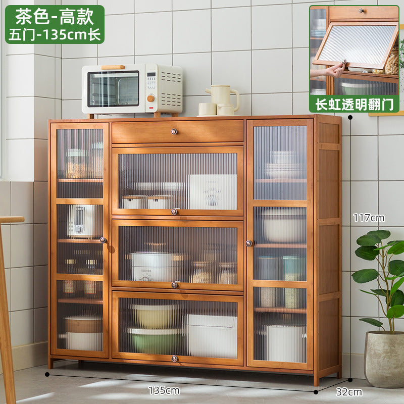 楠竹餐边柜厨房柜子储物柜置物柜家用备餐收纳柜原木风客厅茶水柜Nan Zhu Sideboard, Kitchen Cabinet, Storage Cabinet, Shelving Unit, Home Food Preparation Storage Cabinet, Rustic-Style Living Room Tea Cabinet