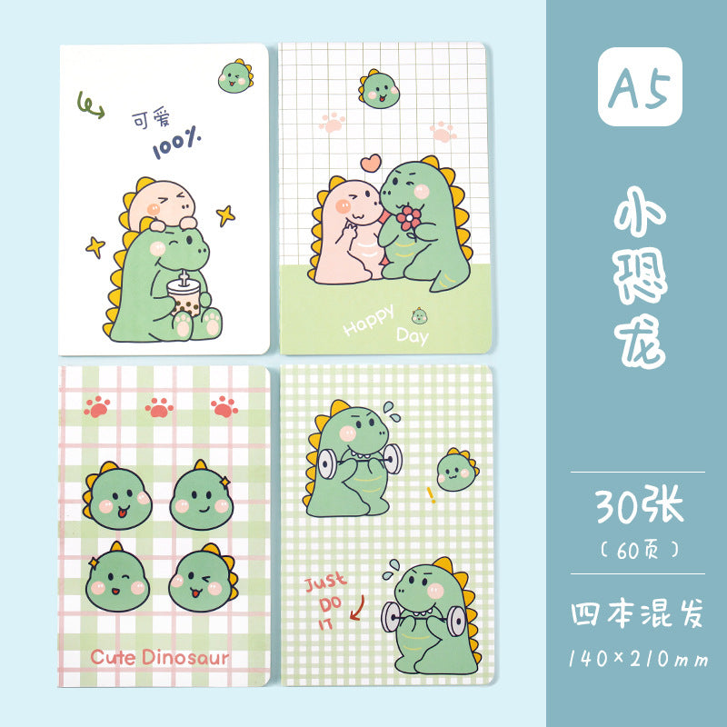 记事本可爱卡通学生用品作文本创意图案A5车线本子笔记本Notebooks: Cute Cartoon Student Supplies, Creative Design A5 Stitched Notebooks