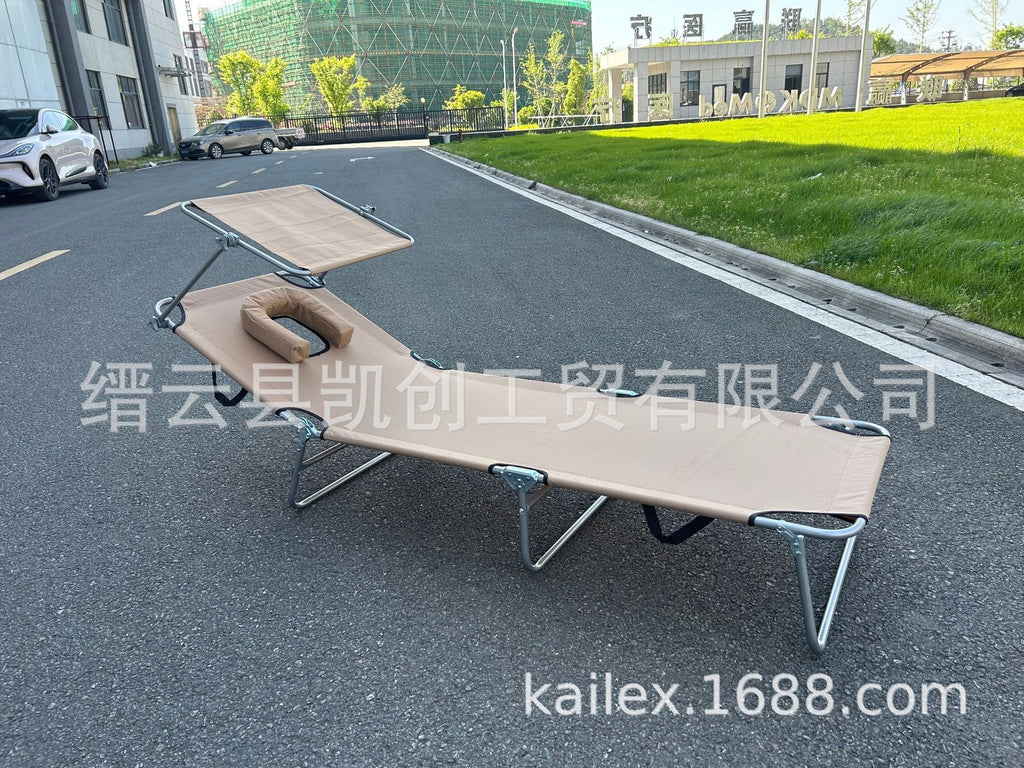 户外沙滩床带孔晒背趴椅折叠床单人家用午休床便携式行军床多色Outdoor Beach Lounger with Ventilation Holes for Sunbathing, Folding Sun Lounger, Home Use Nap Bed, Portable Camping Bed, Available in Multiple Colours