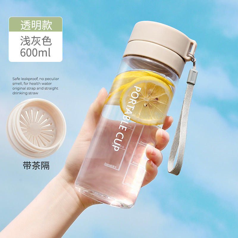 耐高温简约防摔带刻度透明塑料杯 户外登山便携ins风运动水杯High-Temperature-Resistant, Minimalist, Shatter-Resistant, Graduated Transparent Plastic Cup—Portable Outdoor Hiking and Sports Water Bottle