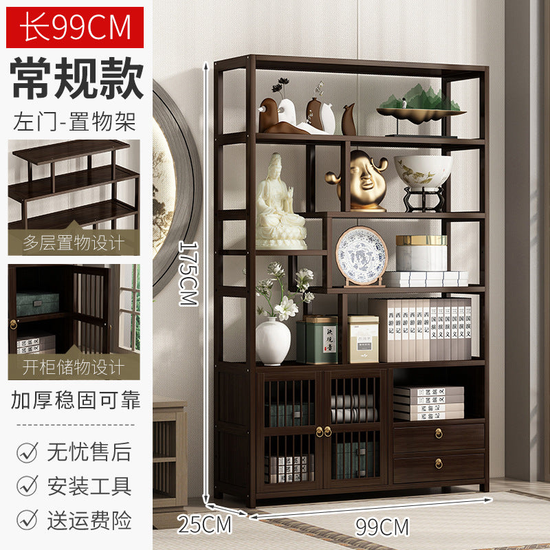 新中式博古架多宝阁 实木置物架客厅隔断展示柜古董摆件架New Chinese-style display cabinet, multi-shelf cabinet; solid wood shelving unit, living room room divider, display cabinet, antique ornament stand