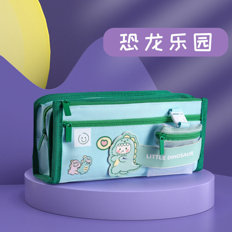 MOKA魔卡文具盒高颜值初中生网红帆布铅笔盒带零钱包创意双仓笔袋MOKA Magic Card Pencil Case: Stylish, Trendy Canvas Pencil Case for Middle School Students with a Coin Pouch—Creative Dual-Compartment Design