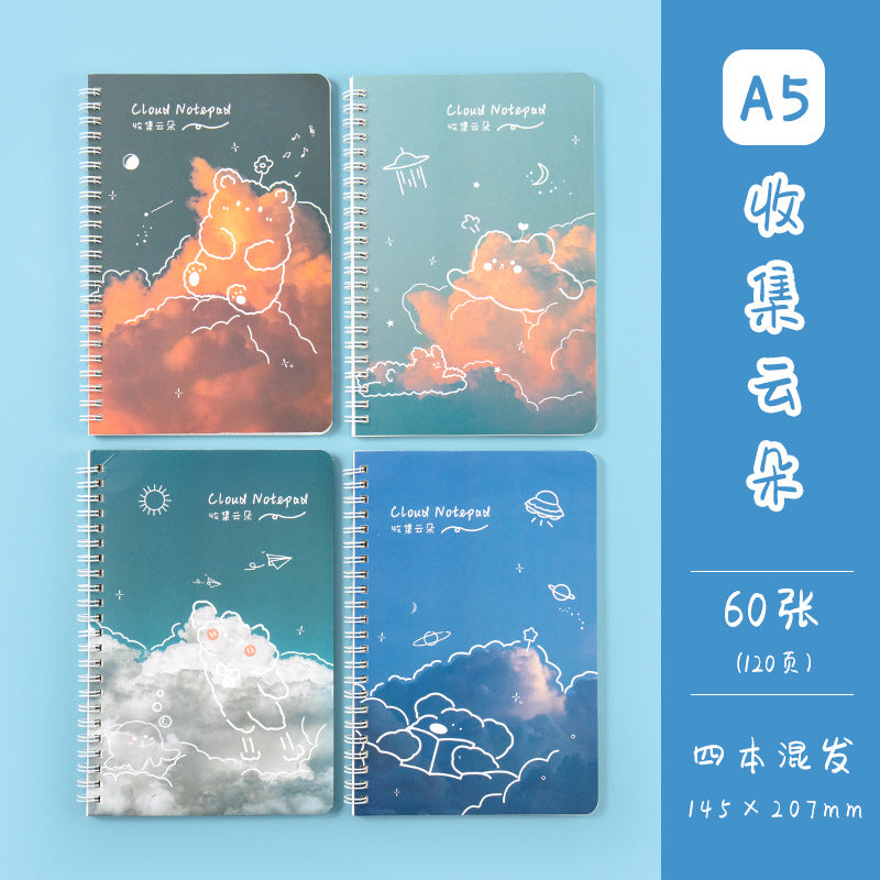 魔卡A5线圈本线圈横线本卡通学生文具记事本笔记本商务礼品活页 Magic Card A5 Spiral Notebook, Horizontal-Line Spiral Notebook, Cartoon-Themed Student Stationery, Notepad, Notebook, Business Gift, Loose-Leaf