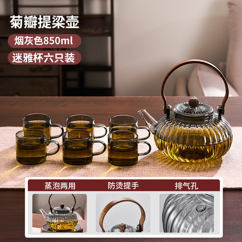 捷安玺家用电陶炉养生壶高硼硅玻璃创意泡茶壶茶水分离烧水煮茶壶Home-Use Ceramic Stove Health Teapot, High-Borosilicate Glass Creative Tea Pot, Tea-Water Separation Kettle for Boiling Water and Brewing Tea