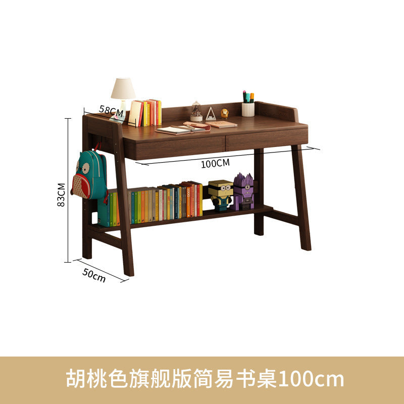 儿童学习桌实木书桌小学生学习桌简约卧室男女孩家用写字桌椅套装Children’s Study Desk, Solid Wood Desk, Primary School Pupil’s Desk, Minimalist Bedroom Desk and Chair Set for Boys and Girls, Home Use