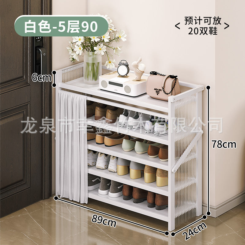亚克力折叠鞋架小窄免安装防尘鞋柜家用门口多层出租房置物收纳架Acrylic folding shoe rack – compact, narrow, no assembly required, dust-proof shoe cupboard for home use; multi-tier storage rack for hallways and rented accommodation