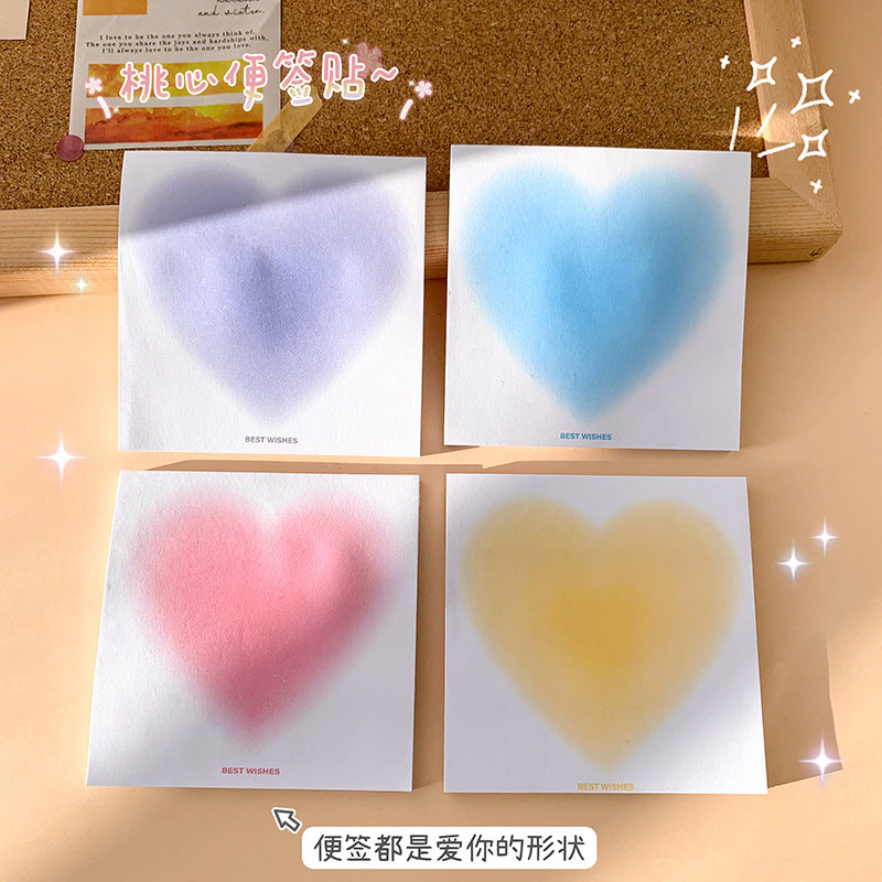 魔卡爱心卡通风景图案便签本学生手账留言纸随手撕便利贴Magic Card Cute Cartoon Scenery Pattern Sticky Note Pad, Student Planner, Note Paper, Tear-Off Sticky Notes