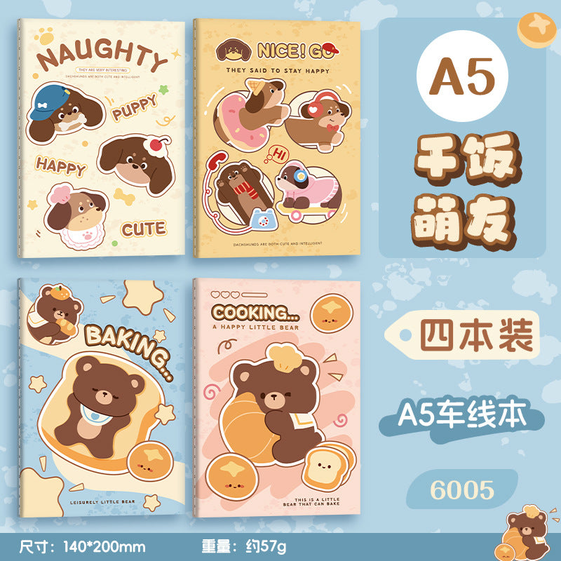 可爱A5线圈本学生笔记本高颜值作业本卡通办公文具记事本 Cute A5 Spiral-Bound Student Notebook—Stylish Homework Notebook, Cartoon-Themed Office Stationery, Notepad