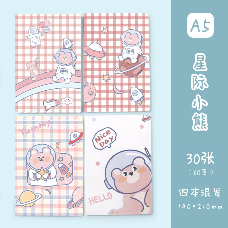 记事本可爱卡通学生用品作文本创意图案A5车线本子笔记本Notebooks: Cute Cartoon Student Supplies, Creative Design A5 Stitched Notebooks