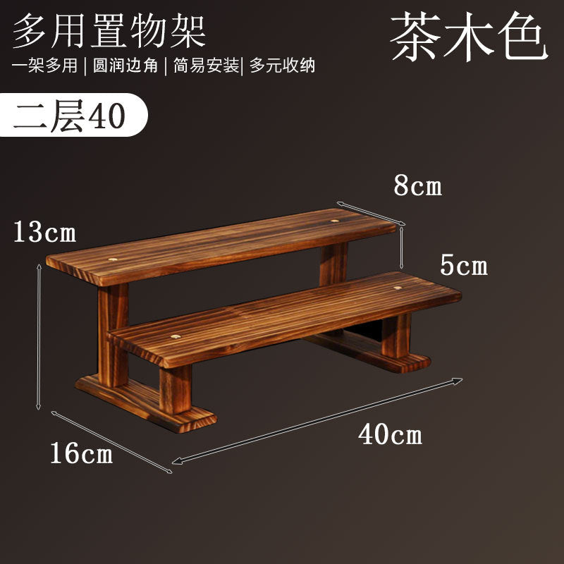 实木小花架复古展示架置物架木质桌面架子阳台多层摆摊阶梯手办架Solid Wood Mini Flower Stand, Vintage Display Stand, Storage Rack, Wooden Tabletop Stand, Balcony Multi-Tier Stall, Step-Style Figurine Stand