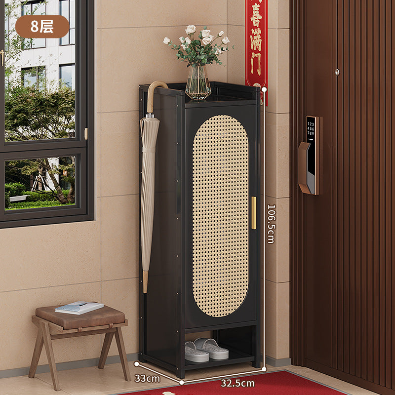 家用门口入户鞋柜小型极窄多层鞋架单门迷你出租房用走廊楼道收纳Small, ultra-slim, multi-tier shoe rack for the home entrance; single-door mini shoe cabinet for rental flats, ideal for hallway and stairwell storage
