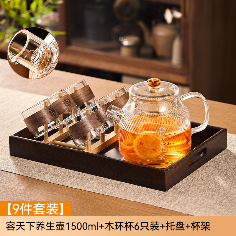 厂家定制玻璃壶高硼硅耐热玻璃煮茶壶可明火电陶炉大容量泡茶壶Glass Teapot: High-Borosilicate Heat-Resistant Glass Teapot Suitable for Open Flames and Electric Ceramic Stoves—Large-Capacity Teapot