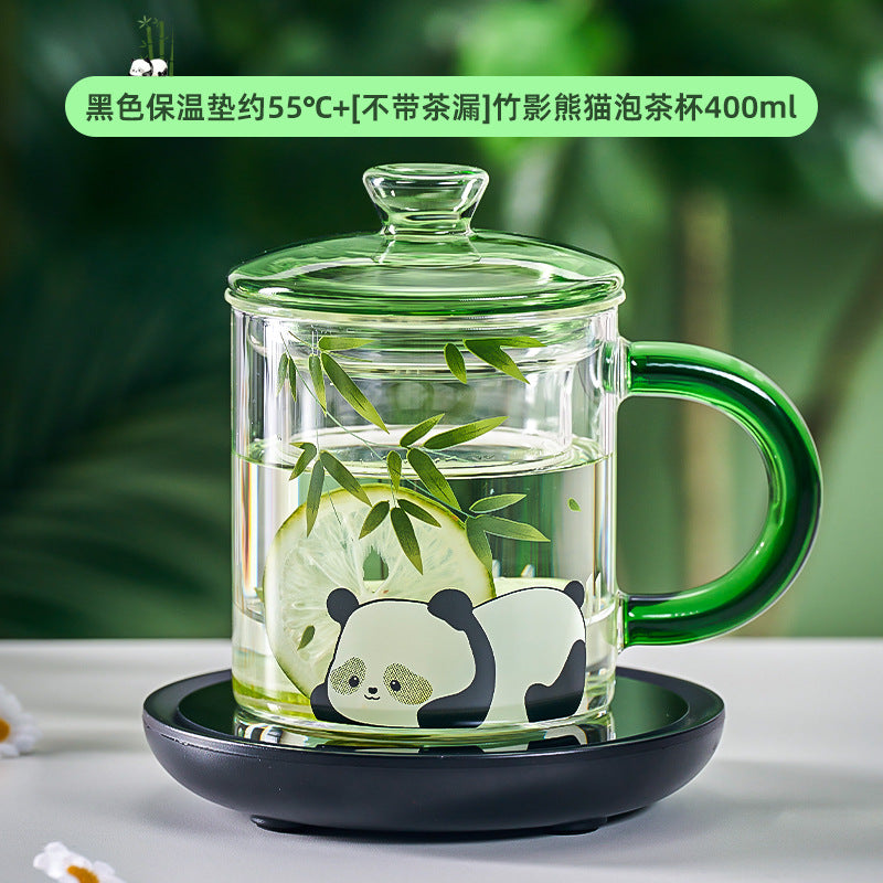 捷安玺新款熊猫泡茶玻璃杯茶水分离泡茶杯高颜值新中式耐热水杯Panda Tea-Brewing Glass Cup Tea-Water Separation, Stylish New Chinese-Style Heat-Resistant Mug