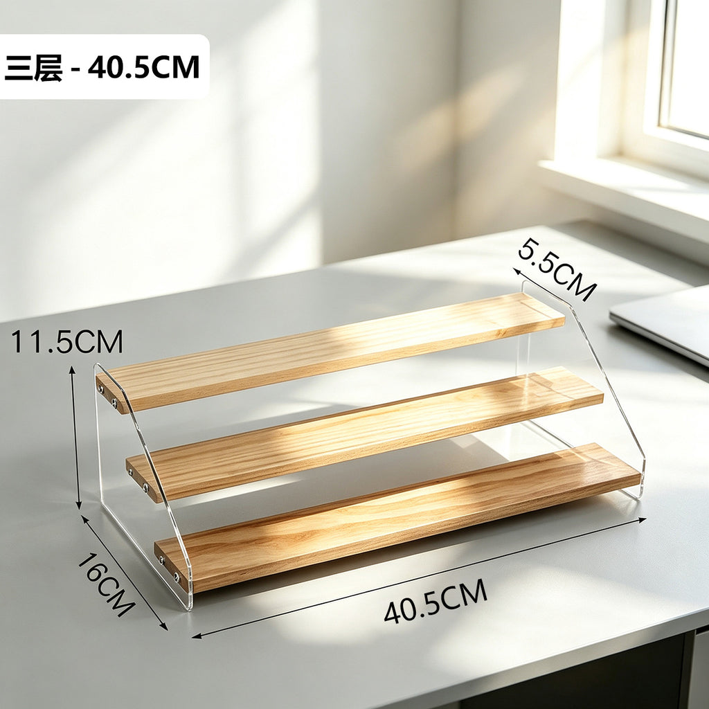 阶梯展示架多层桌面亚克力透明简约置物架手办玩具绿植摆件陈列架Stepped display stand – multi-tiered tabletop acrylic transparent minimalist shelving unit for figurines, toys, houseplants and decorative items