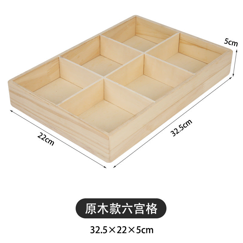 Solid Wood Nine-Square Platter, Divided Serving Tray, for Hot Pot Restaurants, Tableware, Snacks, Melamine Fruit Bowls and Vegetable Plates, for Home
