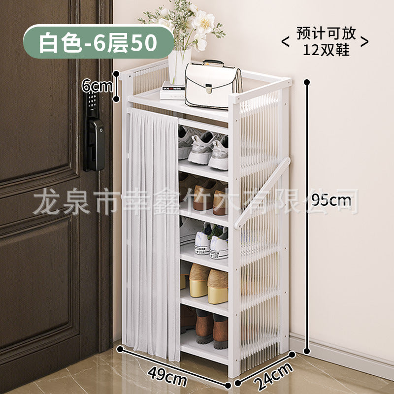 亚克力折叠鞋架小窄免安装防尘鞋柜家用门口多层出租房置物收纳架Acrylic folding shoe rack – compact, narrow, no assembly required, dust-proof shoe cupboard for home use; multi-tier storage rack for hallways and rented accommodation