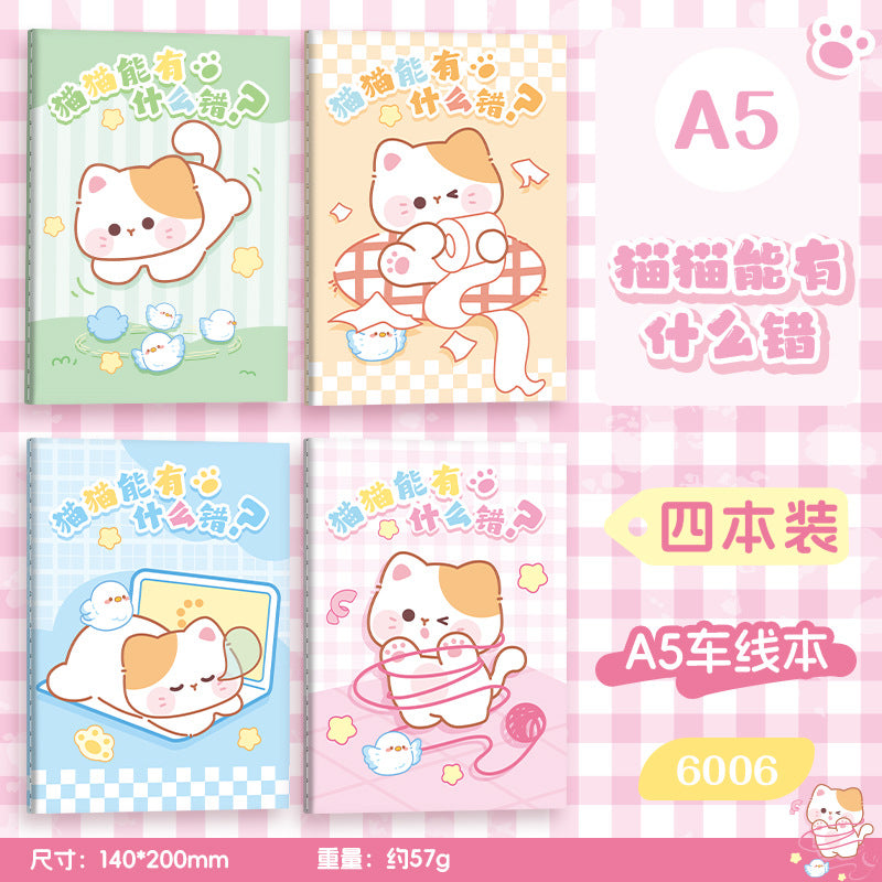 可爱A5线圈本学生笔记本高颜值作业本卡通办公文具记事本 Cute A5 Spiral-Bound Student Notebook—Stylish Homework Notebook, Cartoon-Themed Office Stationery, Notepad