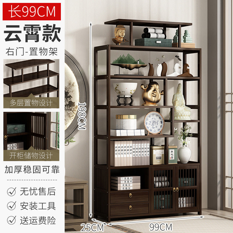 新中式博古架多宝阁 实木置物架客厅隔断展示柜古董摆件架New Chinese-style display cabinet, multi-shelf cabinet; solid wood shelving unit, living room room divider, display cabinet, antique ornament stand