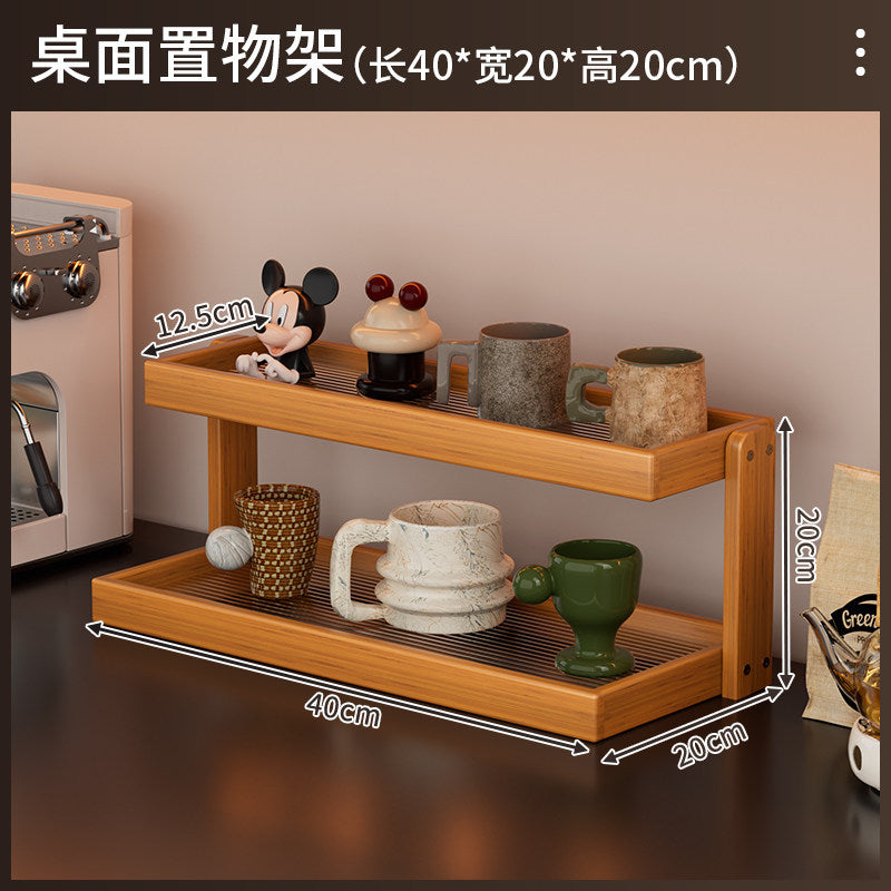 博古架多层楠竹小型桌面茶具架子置物架展示柜台面桌上茶杯收纳架Multi-tiered nanmu bamboo display cabinet, small tabletop tea set stand, storage rack, display cabinet, tabletop teacup organiser