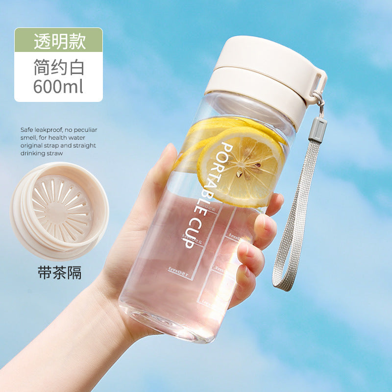 耐高温简约防摔带刻度透明塑料杯 户外登山便携ins风运动水杯High-Temperature-Resistant, Minimalist, Shatter-Resistant, Graduated Transparent Plastic Cup—Portable Outdoor Hiking and Sports Water Bottle